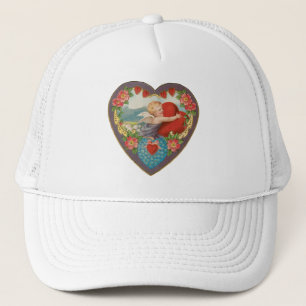 Vintage Valentine's Day, Victorian Cherub Hearts Trucker Hat