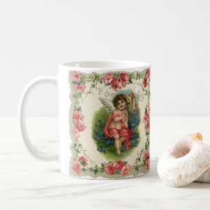 Vintage Valentine's Day Victorian Cherub on Phone Coffee Mug
