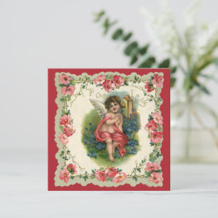 Vintage Valentine's Day Victorian Cherub on Phone Invitation