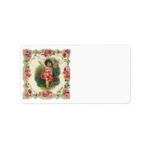 Vintage Valentine's Day Victorian Cherub on Phone Label
