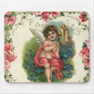 Vintage Valentine's Day Victorian Cherub on Phone Mouse Mat