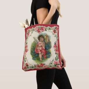 Vintage Valentine's Day Victorian Cherub on Phone Tote Bag