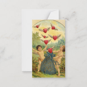 Vintage Valentine's Day, Victorian Cherubs Hearts Card
