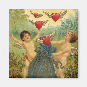 Vintage Valentine's Day, Victorian Cherubs Hearts Magnet
