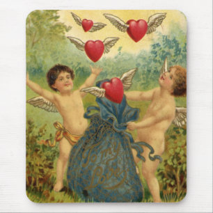 Vintage Valentine's Day, Victorian Cherubs Hearts Mouse Mat