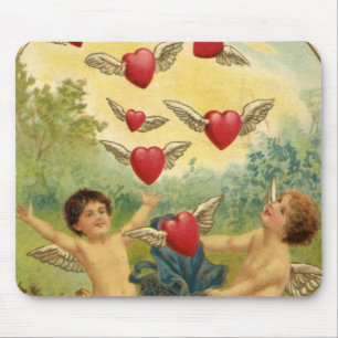 Vintage Valentine's Day, Victorian Cherubs Hearts Mouse Mat