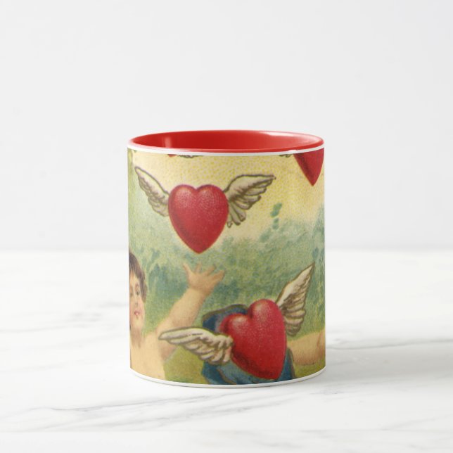 Vintage Valentine's Day, Victorian Cherubs Hearts Mug (Center)