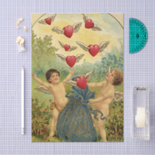 Vintage Valentine's Day, Victorian Cherubs Hearts Tissue Paper
