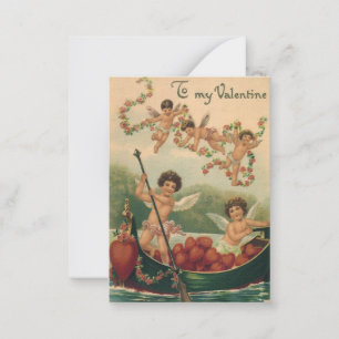 Vintage Valentine's Day, Victorian Cherubs in Boat Card
