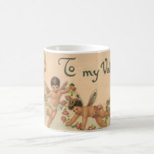 Vintage Valentine's Day, Victorian Cherubs in Boat Coffee Mug