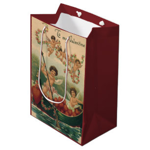 Vintage Valentine's Day, Victorian Cherubs in Boat Medium Gift Bag