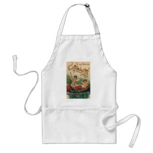 Vintage Valentine's Day, Victorian Cherubs in Boat Standard Apron