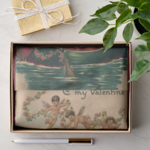 Vintage Valentine's Day, Victorian Cherubs in Boat Tissue Paper