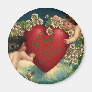 Vintage Valentines Day Victorian Cherubs in Heaven Magnet