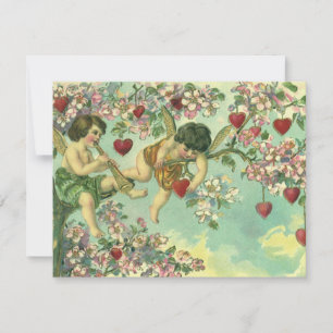 Vintage Valentines Day Victorian Cupids Heart Tree Invitation