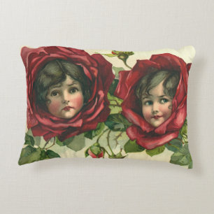 Vintage Valentine's Day, Victorian Faces in Roses Decorative Cushion