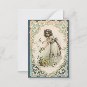 Vintage Valentine's Day, Victorian Girl with Roses Card