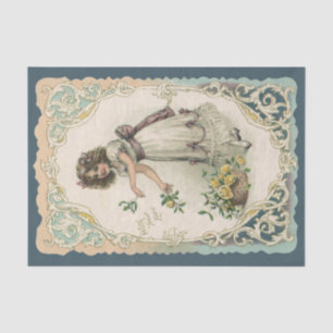 Vintage Valentine's Day, Victorian Girl with Roses Tissue Paper