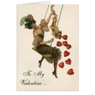 Vintage Valentine's Day, Victorian Lady on a Swing