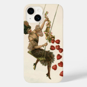Vintage Valentine's Day, Victorian Lady on a Swing Case-Mate iPhone 14 Case