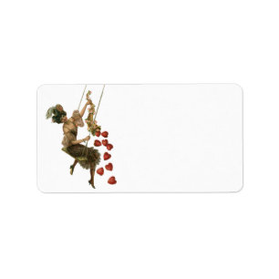 Vintage Valentine's Day, Victorian Lady on a Swing Label