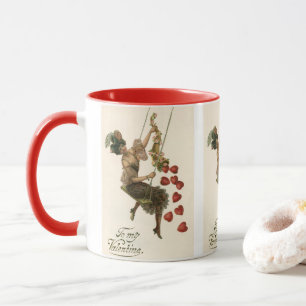 Vintage Valentine's Day, Victorian Lady on a Swing Mug