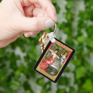 Vintage Valentines Day, Victorian Lady with Cherub Key Ring
