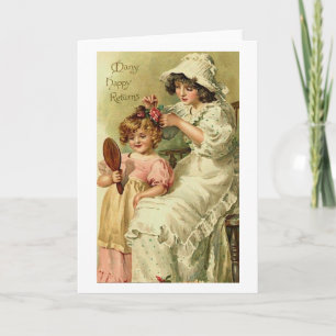 Vintage Valentines Mother And Child Holiday Card