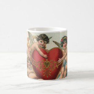 Vintage Valentines, Victorian Angels Cherubs Heart Coffee Mug