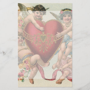 Vintage Valentines, Victorian Angels Cherubs Heart Stationery