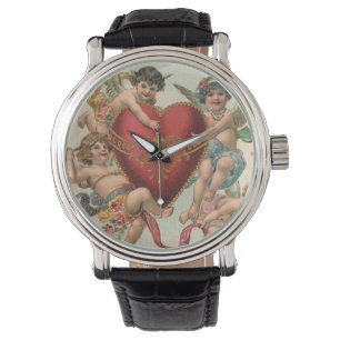 Vintage Valentines, Victorian Angels Cherubs Heart Watch