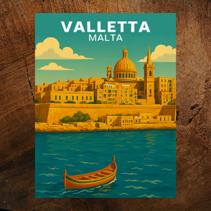 Vintage Valletta Malta Mediterranean Travel Postcard