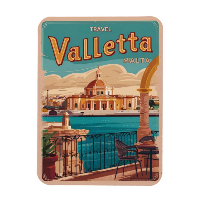 Vintage Valletta, Malta travel souvenirs and gifts Magnet (Vertical)