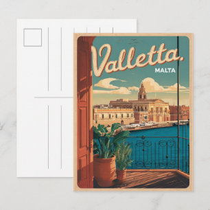 Vintage Valletta, Malta travel souvenirs and gifts Postcard