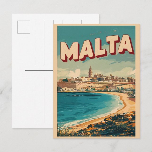 Vintage Valletta, Malta travel souvenirs and gifts Postcard (Front/Back)