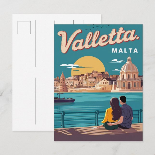 Vintage Valletta, Malta travel souvenirs and gifts Postcard (Front/Back)