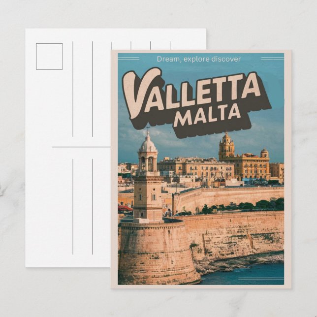 Vintage Valletta, Malta travel souvenirs and gifts Postcard (Front/Back)