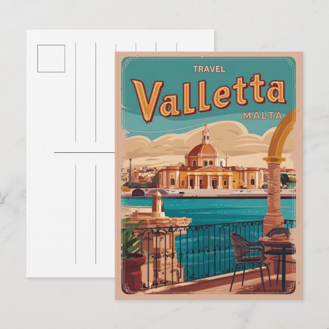 Vintage Valletta, Malta travel souvenirs and gifts Postcard (Front/Back)