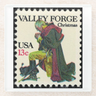 Vintage Valley Forge Christmas Stamp Glass Coaster