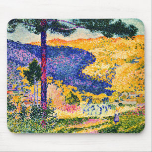 Vintage Valley with Fir painting Mouse Mat
