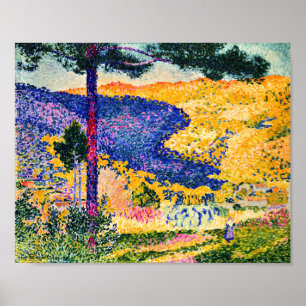 Vintage Valley with Fir painting Poster