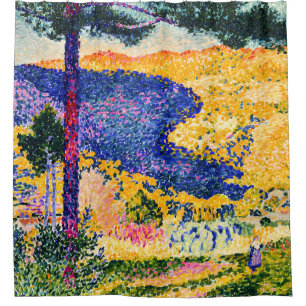 Vintage Valley with Fir painting Shower Curtain