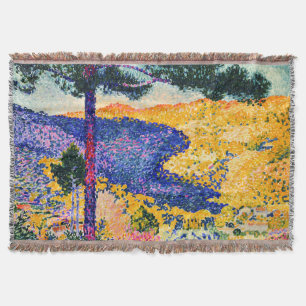 Vintage Valley with Fir painting Throw Blanket