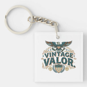 Vintage Valour Retro Patriotic T-Shirt Key Ring