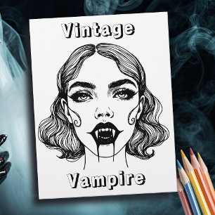 Vintage Vampire Colouring Page