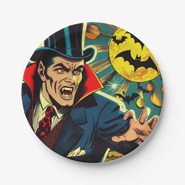 Vintage Vampire Comics Paper Plate (Front)