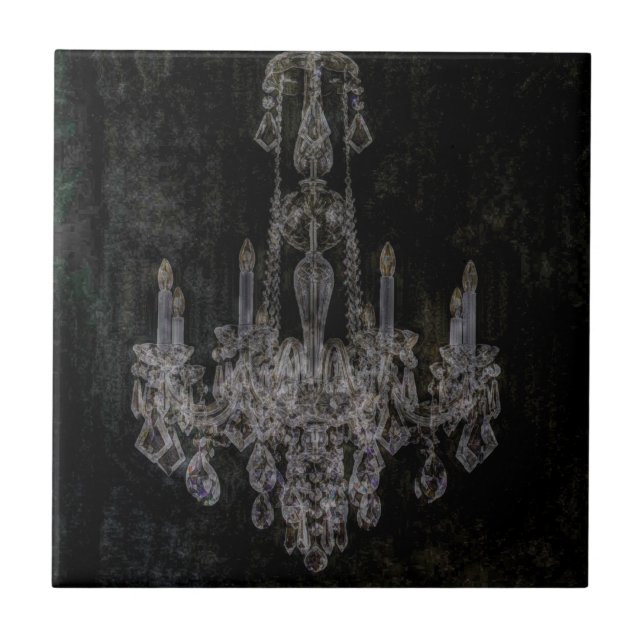 Vintage vampire gothic distressed chandelier tile (Front)