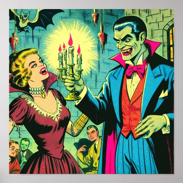 Vintage Vampire Horror Comics Poster (Front)