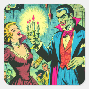 Vintage Vampire Horror Comics Square Sticker