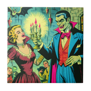 Vintage Vampire Horror Comics Tile